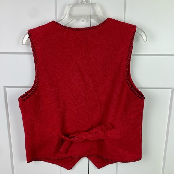 Vintage Wool Blend Vest SMALL Red White Reindeer Holiday Ugly Christmas - Picture 4 of 6